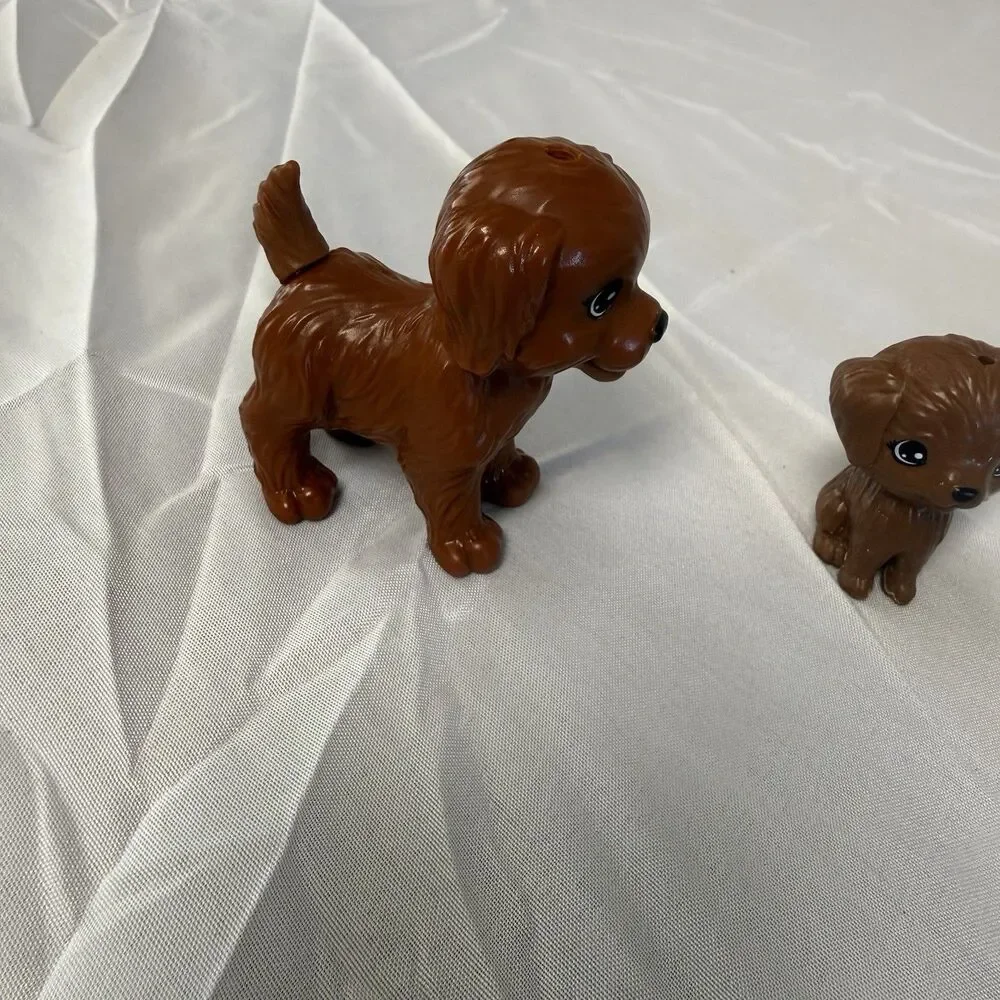 Barbie Doll Pet Dogs Lot of 6 Puppy Figures Mixed Breeds Brown White Cream Small